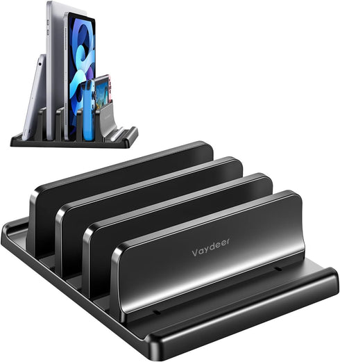 Vaydeer 3-Slot Vertical Laptop Stand - Premium ABS Plastics, Space-Saving Adjustable Desk Organizer