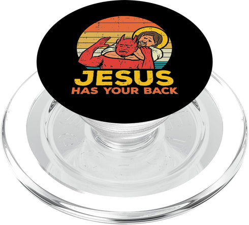 Jesus Has Your Back PopSockets MagSafe PopGrip for iPhone - Jiu Jitsu Retro Christian