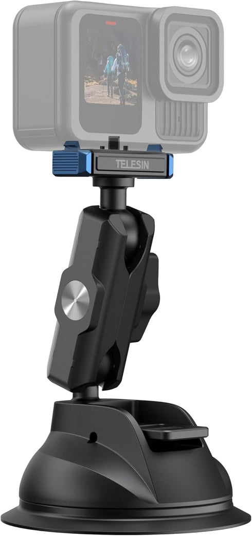TELESIN Suction Cup Car Mount for GoPro 13 Strong Magnetic Base, Dual Ball