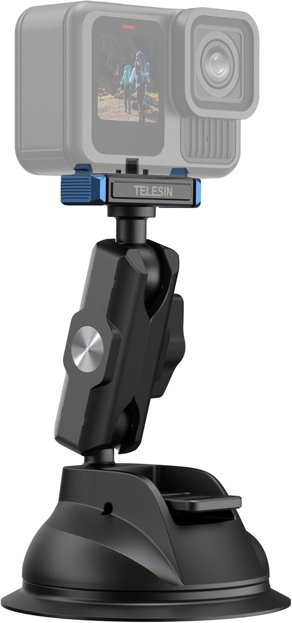 TELESIN Suction Cup Car Mount for GoPro 13 Strong Magnetic Base, Dual Ball