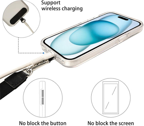 1 4 Pack 21.65 inch 1 MOLOPPO Phone Lanyard - to with Adjustable Neck Strap Phone Strap, Clear Phone Clip Phone Thether