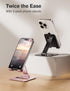 Nulaxy 2 Pack Dual Folding Cell Phone Stand, Fully Adjustable Phone Holder for Desk, Compatible with iPhone 15 14 13 12 11, Nintendo Switch, All Phones, Black & Rose Gold