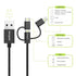 Mangotek 3-in-1 Charging Cable, Apple MFi Certified Adapter with USB A to Lightning/Type C/Micro USB Connectors