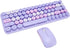 Sanpyl 2.4GHz Keyboard Mouse Combo, Cute Retro 68 Round Keycaps Keyboard, 3 DPI Mouse, USB Receiver Compatible