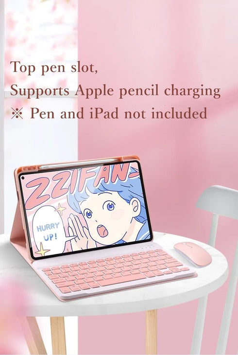 Keyboard Case Mouse Compatible with iPad Pro 11 inch (M4) 2024, Detachable Cute Color Keyboard Case, Supports Pencil