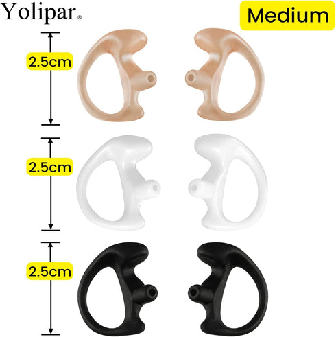Replacement Soft Silicone Eardud Earmold for Walkie Talkie Audio kit Air Acoustic Tube Earpiece Headset (Three-Colour, Medium(3 Pairs))