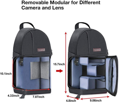 MOSISO Shockproof Camera Sling Bag, Space Gray DSLR/SLR/Mirrorless Backpack with Tripod Holder & Modular Inserts