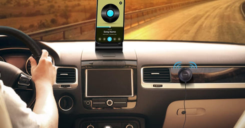 Bluetooth 5.0 Car Kit, AUX Bluetooth Adapter for Handsfree Talking and Music Streaming, Wireless Receiver with USB