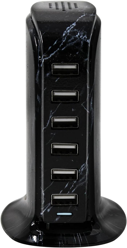 Aduro 40W 6-Port USB Desktop Charging Station Hub Wall Charger for iPhone, iPad, Tablets with Smart Flow