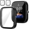 Screen Protector for Amazfit Bip 3/Bip 3 Pro Smartwatch, 2-Pack Hard PC Bumper Full Face Cover Accessories (Black)