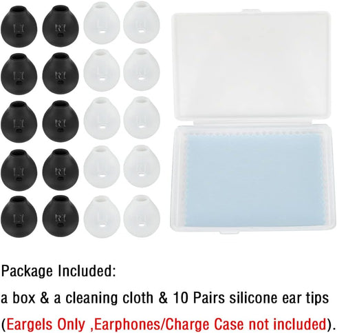 10 Pairs Earbud Covers Silicone Tips Replacement for Samsung Galaxy Note 5/7/S7/S6/S6 Edge Wireless Earbuds (Black &