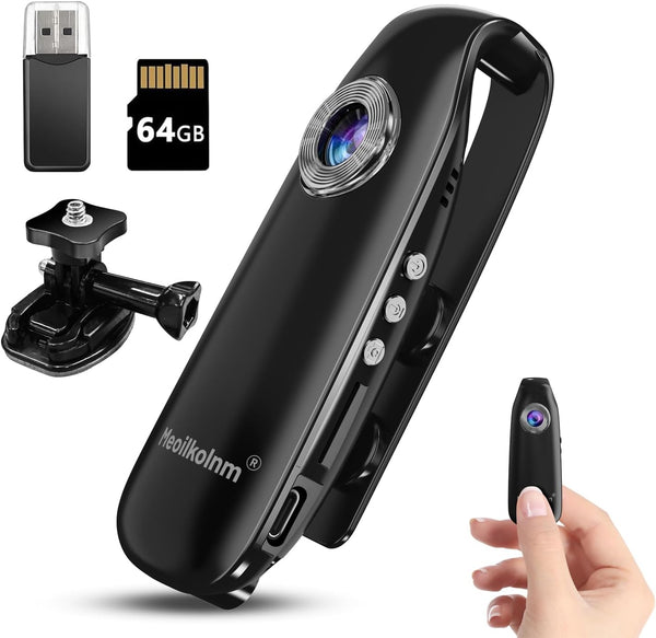 Meoilkolnm Mini Body Camera with Audio and Video Recording 1080P 64GB Motion Detection