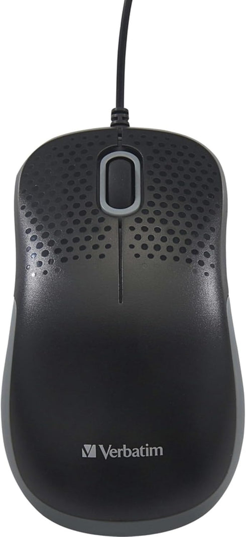 Verbatim USB Silent Corded Optical Mouse | Noiseless and Silent Click Mouse for Mac and PC, Black