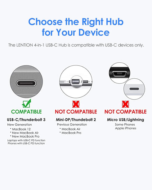 LENTION 4-in-1 3.0, 2.0 2025-2016 (M1-M5), 17-15 (C13, USB-C Hub with Type C, USB USB for MacBook Pro iPhone New Mac