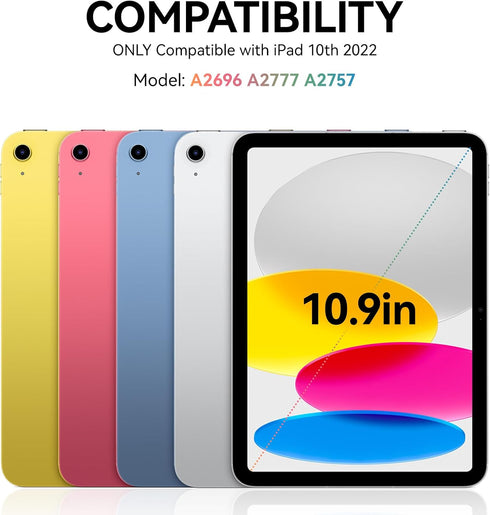 Keyboard Case for iPad 10th Generation 10.9 Inch (2022 Release), Detachable Bluetooth Keyboard & Flip Stand Case