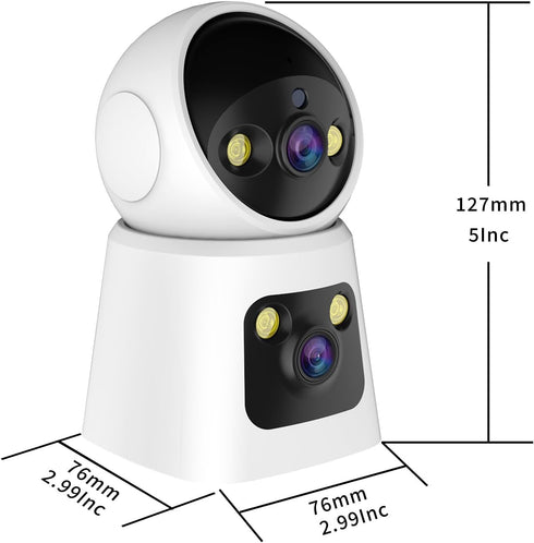 Kinnkall 4MP 360 2.4G/5G 24/7 2-Way Dual Lens Indoor Security Camera, Pan/Tilt Baby & Pet Monitor, WiFi, Motion