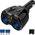 Cigarette Lighter Splitter 2 Socket, Qidoe 150W Cigarette Lighter Adapter 20W USB C Car Charger and 18W QC3.0 Multi