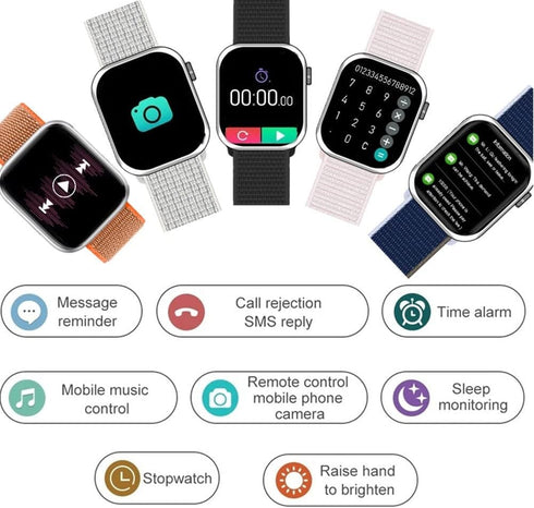 Smart Watch for Men Women Kids, Full Touch Screen Fitness Tracker with Call/SMS, Heart Rate Monitor, Black