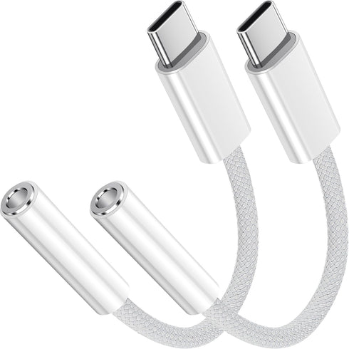 USB C to 3.5mm Jack Audio Adapter 2 Pack, USB Type C to Headphone Aux Jack Adapter Compatible with iPhone