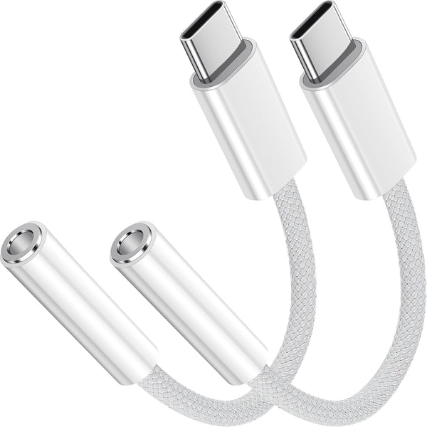 USB C to 3.5mm Jack Audio Adapter 2 Pack, USB Type C to Headphone Aux Jack Adapter Compatible with iPhone