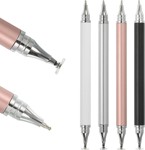 MECCANIXITY 4pcs Ballpoint Pen with Stylus Tip, 2 in 1 Ink Pen Fine Point Disc Stylus for Touch Screens