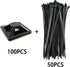 HS Cable Tie Mounts - Self Adhesive with Screw Hole, Zip Wire Tie Mounting Base Holder (100 Pack) Squares 1x1 Inch,