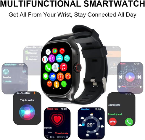 Smart Watch Smartwatch 2.02" Large Display, Fitness Call Music Password Lock Screen Waterproof, Smart Watches Mens Women for Android iOS