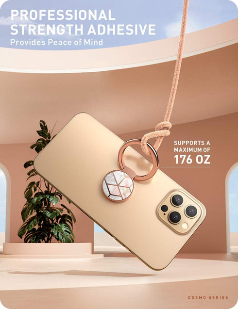 i-Blaosn Cosmo Phone Ring Holder Snaps, 360° Rotation, Marble