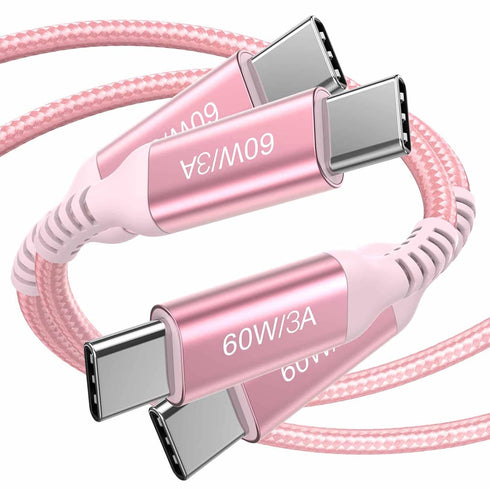 USB C to USB C Cables 6ft Pink (2 Pack), 60W USB C Fast Charging Cable for iPhone 15/15 Pro/15 Plus/15 Pro Max, iPad