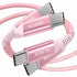 Awnuwuy 60W USB C to USB C Cable 10 ft Pink 2-Pack, Fast Charger for iPhone 15, Samsung Galaxy S23, Pixel 7, MacBook