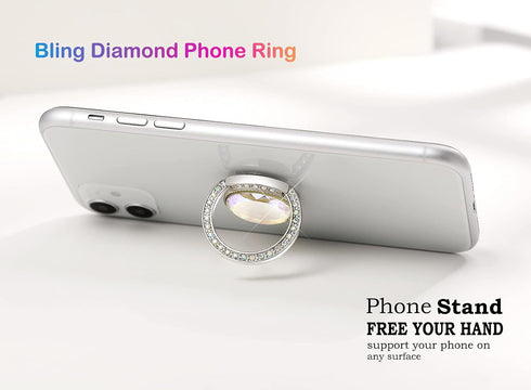Glitter Bling Bling Phone Ring Holder, Sparkle Phone Ring Grip with Flat Diamond