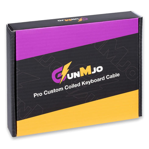 GUNMJO Pro Custom Coiled USB C Cable, 1.5M, Carbon Black, for Gaming Keyboards, Double-Sleeved, Detachable Metal