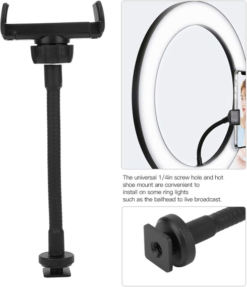 Portable Hose Phone Clip, Smartphone Live Broadcast Clamp Holder, Ring Light Phone Stand for Tripod Replacement