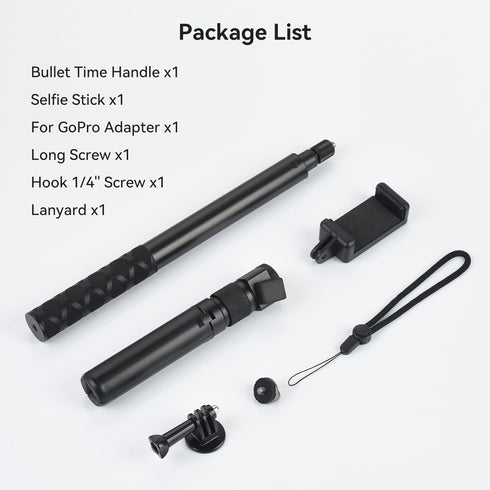 UTEBIT 5.9"-47" Insta360 X5/X4, 3, 1/4" Bullet Time Handle Tripod Rotating Grip with Invisible Selfie Stick, Compatible