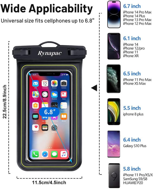 IP68 Waterproof Phone Pouch/Case, Floating Waterproof Case for iPhone 15 14 13 12 Pro Max XS Plus Samsung Galaxy, 2