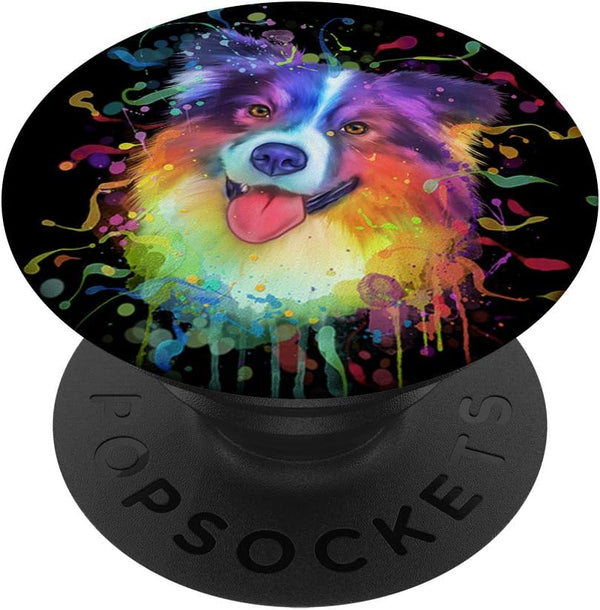 Watercolor Australian Shepherd Lover Gift - Aussie Dog PopSockets Grip and Stand for Phones and Tablets