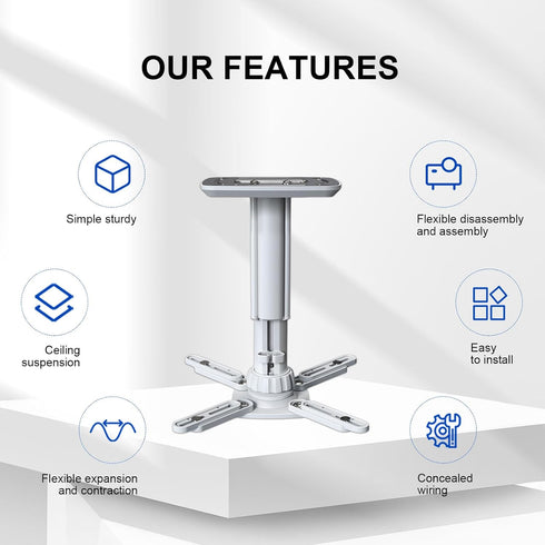 Jomard Universal Projector Ceiling Mount, Adjustable Height Extendable Arms, Ceiling Projector Mount for Home