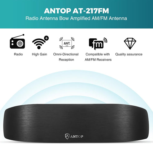 Adenauer 75 Antop FM Radio Antenna, Multi-Directional Indoor FM Telescopic Antenna Ohm, with Amplifier Signal Booster