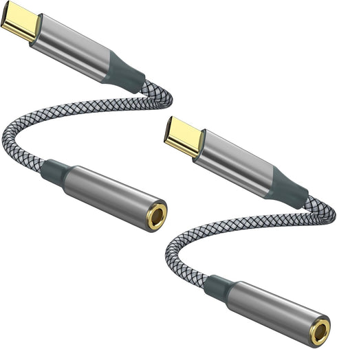 USB C to 3.5mm Audio Dongle Cable (Pack of 2), Type C Headphone Jack Adapter for iPhone 15 Pro Max/Samsung Galaxy