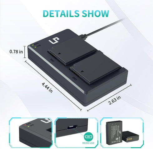 LP LP-E10 Battery Charger Pack, 2-Pack Battery & Dual Slot Charger for Canon EOS Rebel T7, T6, T5, T3