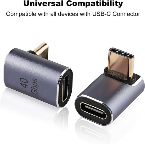 AreMe 90 Degree USB-C Male to Female Adapter, 2 Pack Right Angle 100W Type-C Extender for Steam Deck, Notebook, Tablet