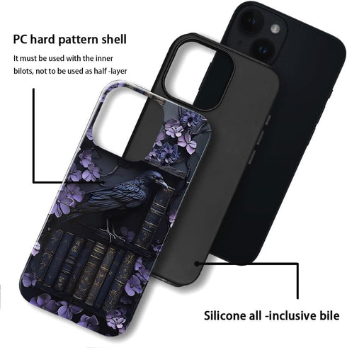 TnXee 14,Fall 2-Layer Case Compatible with iPhone Prevention Bright Hybrid Hard Shell Phone Case for Girls Boys,Purple