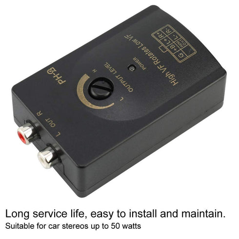 Speaker Level Adapter, Auto Car RCA Output Stereo High to Low Level Converter with Delay Function