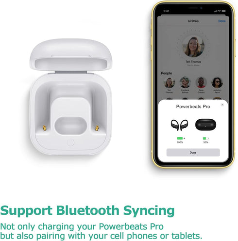 Powerbeats Pro Charging Case Replacement with Bluetooth Pairing Sync Button & 700mAh Battery (White) - No Earbuds