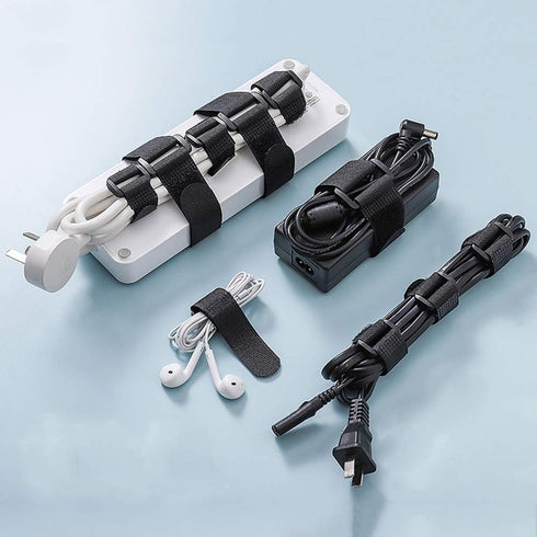 10 Pack Fastening Nylon Strap with Buckle, Reusable Self-Adhesive Hook and Loop Cable Securing Straps