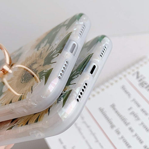 Qokey Flower Design Clear Case for iPhone 11 Pro Max, 6.5 inch, with 360 Degree Rotating Ring Kickstand
