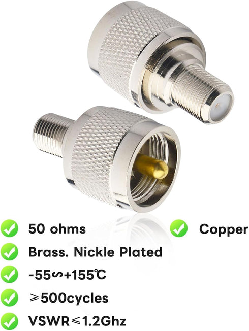 Boobrie 2-Pack PL259 Adapter - UHF to F Type Antenna Adapter for TV Wireless LAN Devices