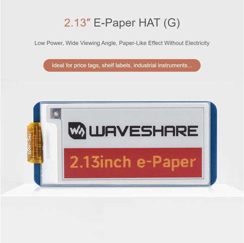 2.13inch 250x122 3.3V/5V Nano/Arduino/STM32, waveshare Four Color E-Ink Display HAT (G), Resolution Red Yellow Black