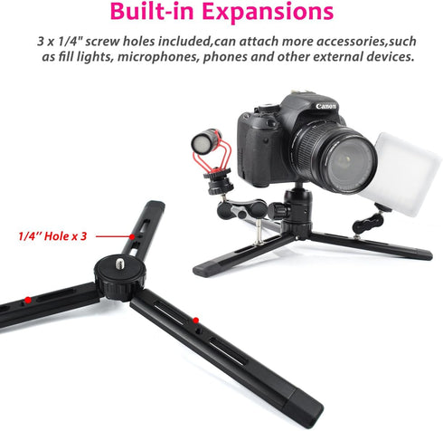 Adjustable Aluminum Mini Tripod Stand for DSLR Cameras, Zhiyun Weebill, DJI Ronin, Stabilizer Handle