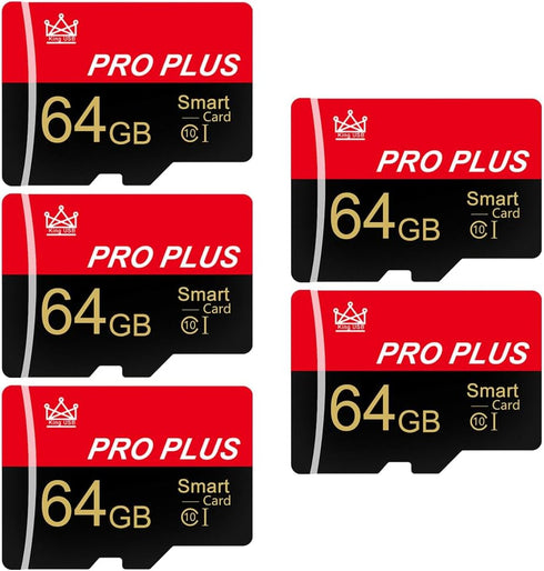 Bliksem 5 Pack TF Card 64GB with Adapter, High Speed Memory Card, UHS-I